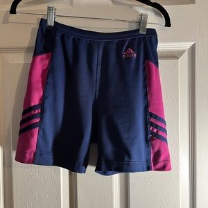 Adidas Climalite Athletic Shorts Women Medium Navy Pink Workout Shorts
